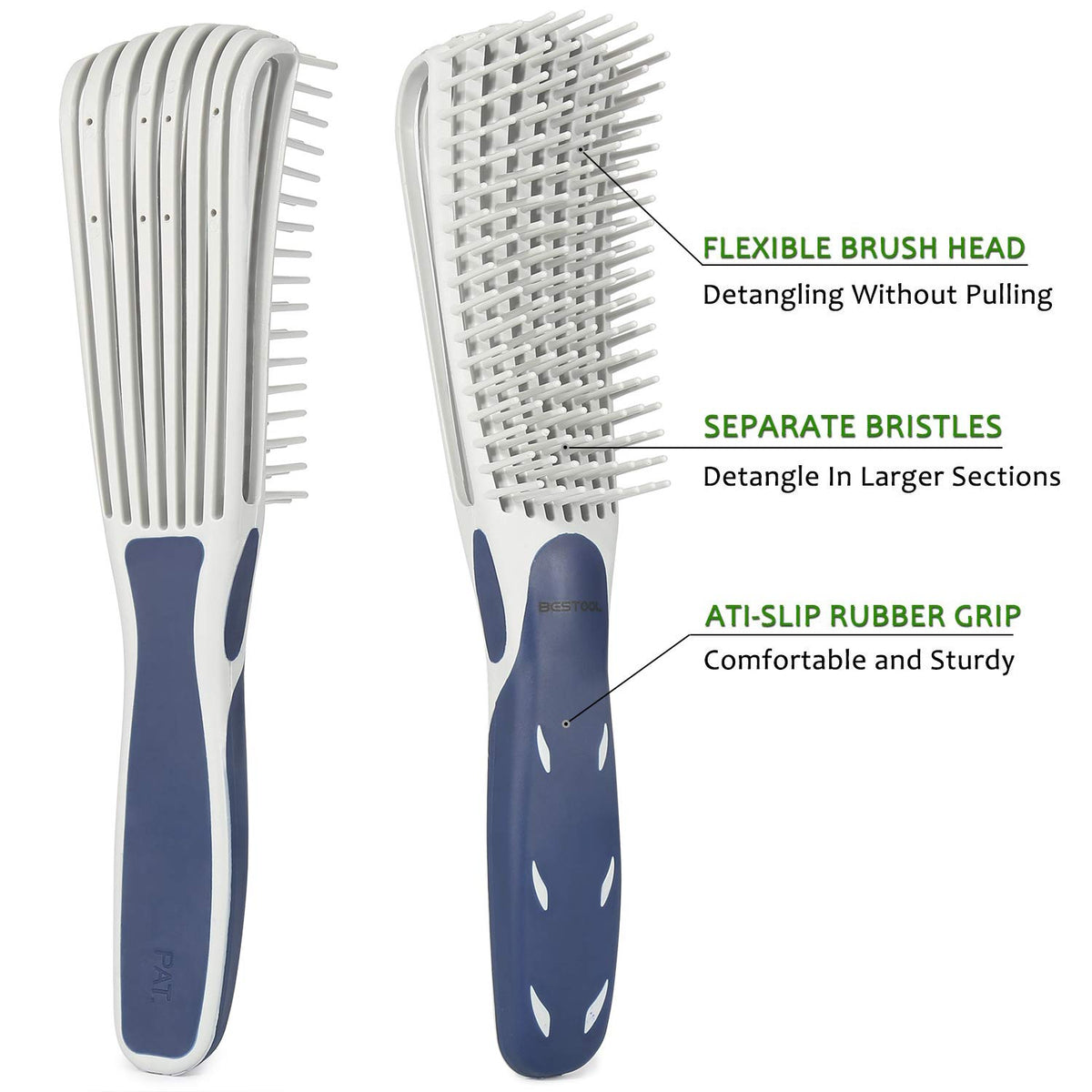 BESTOOL Detangling Brush side view showing flexible comb arms