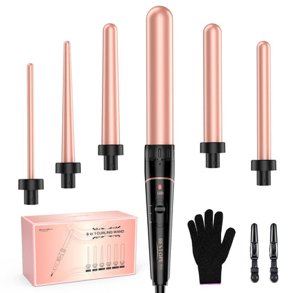 BESTOPE PRO 6-in-1 Curling Wand Set with various wand sizes