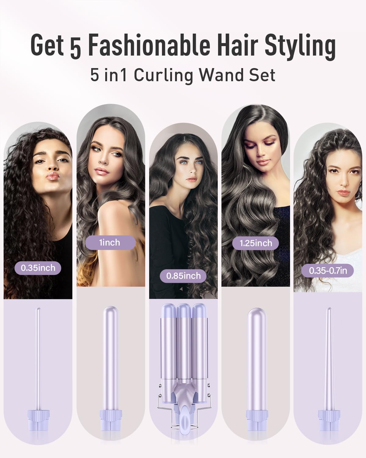 BESTOPE PRO Curling Wand Set showing included glove and hair clips