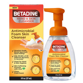 Betadine Antiseptic Cleansing Foam Pump 8oz front view