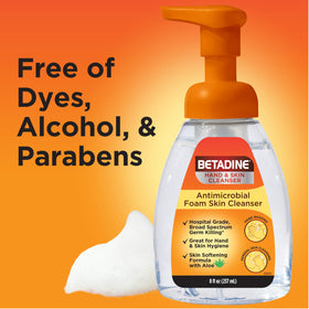 Betadine Antiseptic Cleansing Foam Pump 8oz on first aid kit