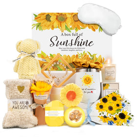Betem Spa Gift Basket front view with sunflower design