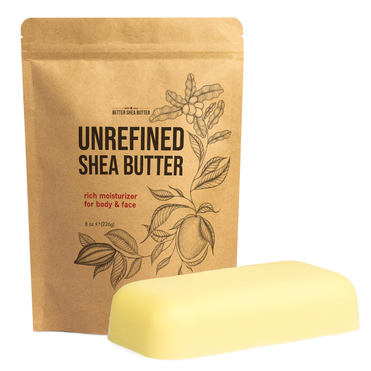 Better Shea Butter Raw Shea Butter 240g block front view