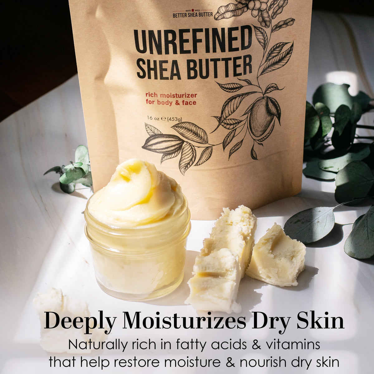 Better Shea Butter Raw Shea Butter 240g block side view