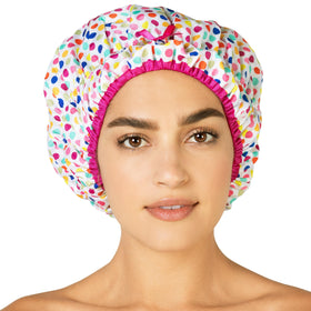 Betty Dain Fashionista Reusable Shower Cap Deco Dots front view