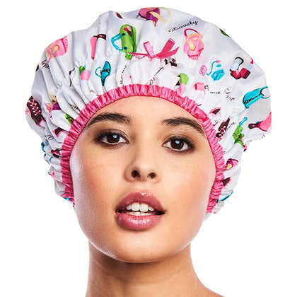 Betty Dain Fashionista Reusable Shower Cap in Diva pattern front view