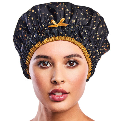 Betty Dain Fashionista Reusable Shower Cap in Starry Nights front view