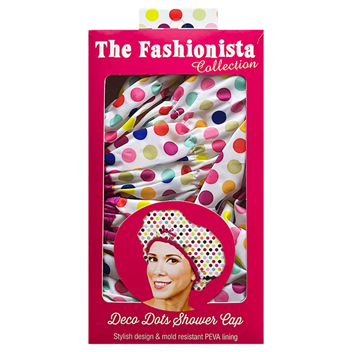 Betty Dain Fashionista Shower Cap Deco Dots packaging