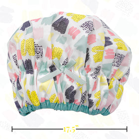 Betty Dain Fashionista Shower Cap displayed with other bath accessories