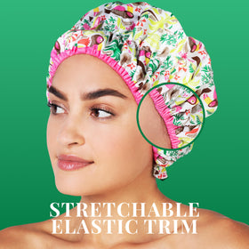 Betty Dain Fashionista Shower Cap in use in the shower