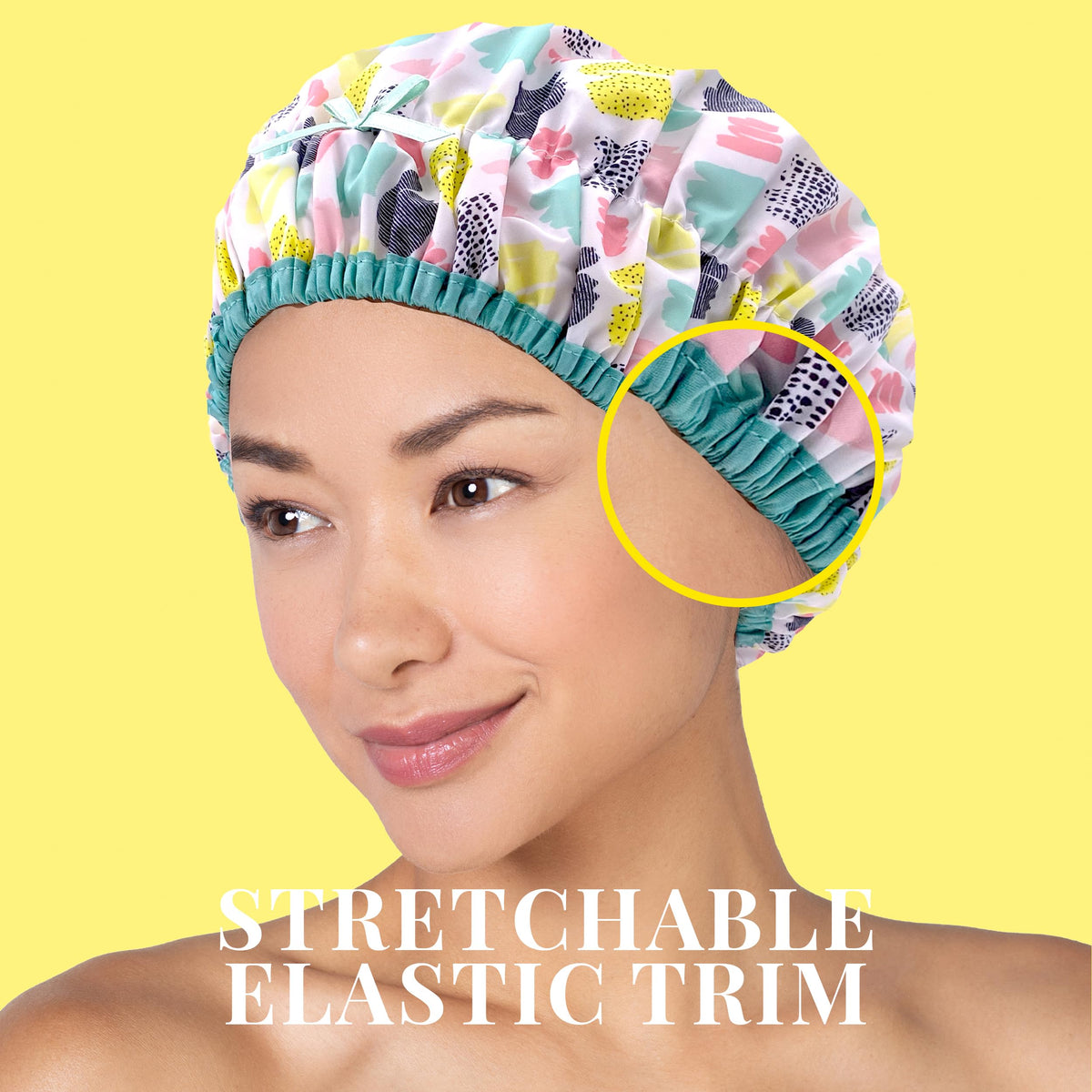 Betty Dain Fashionista Shower Cap in use while showering