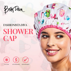 Betty Dain Fashionista Shower Cap showing elastic trim
