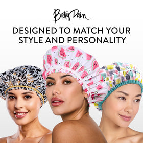 Betty Dain shower cap with colourful modern designs