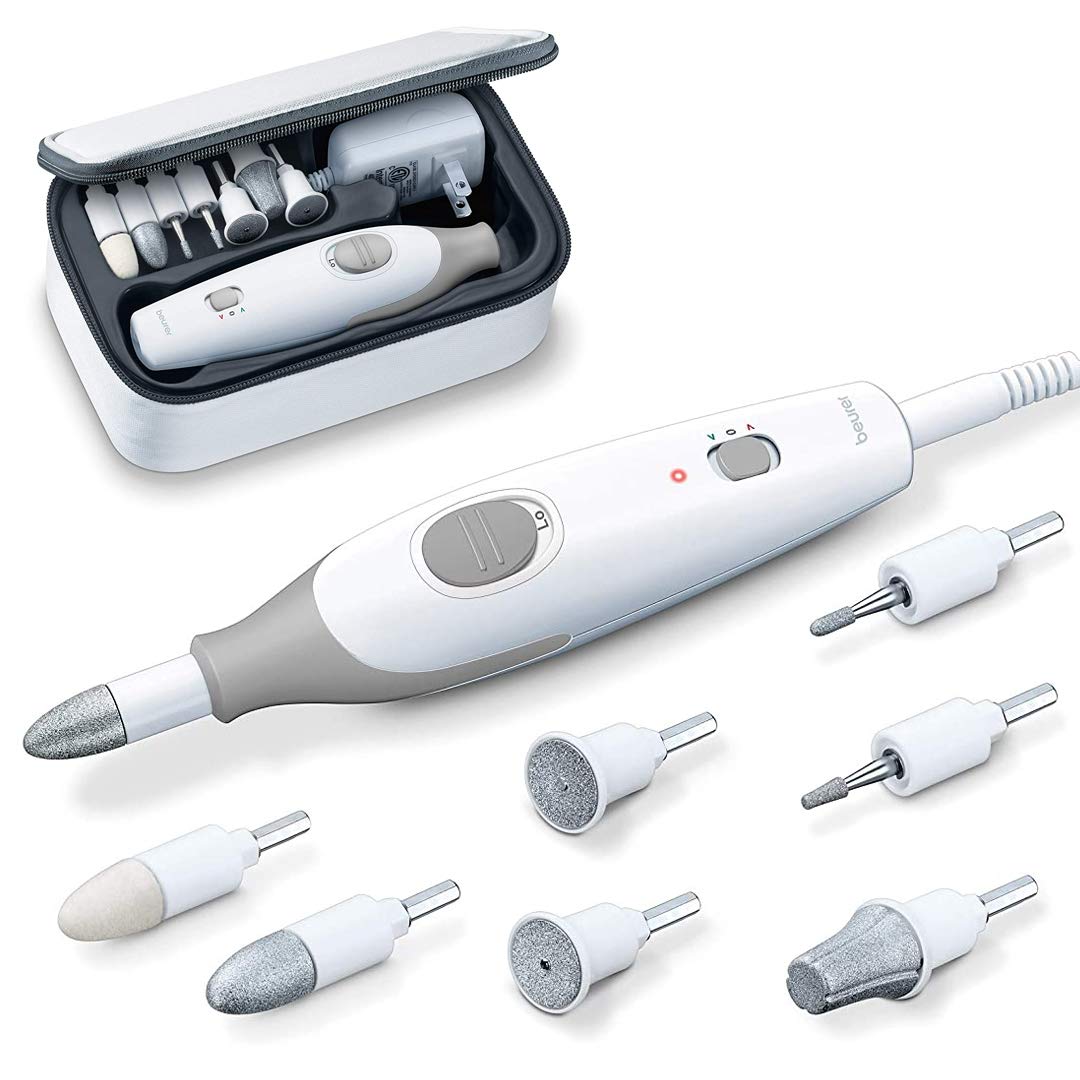 Beurer MP32 Electric Nail Drill front view with attachments