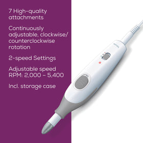 Beurer MP32 Nail Drill with felt buffers displayed