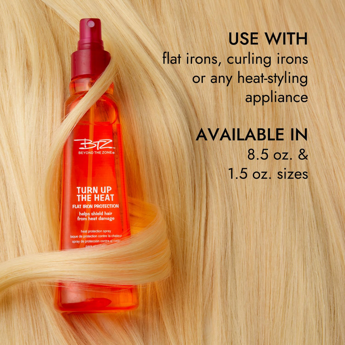 Beyond the Zone Turn Up The Heat Protection Spray with styling tools
