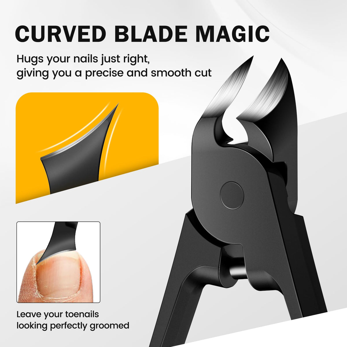 BEZOX Thick Toenail Clippers in hand demonstrating non-slip grip