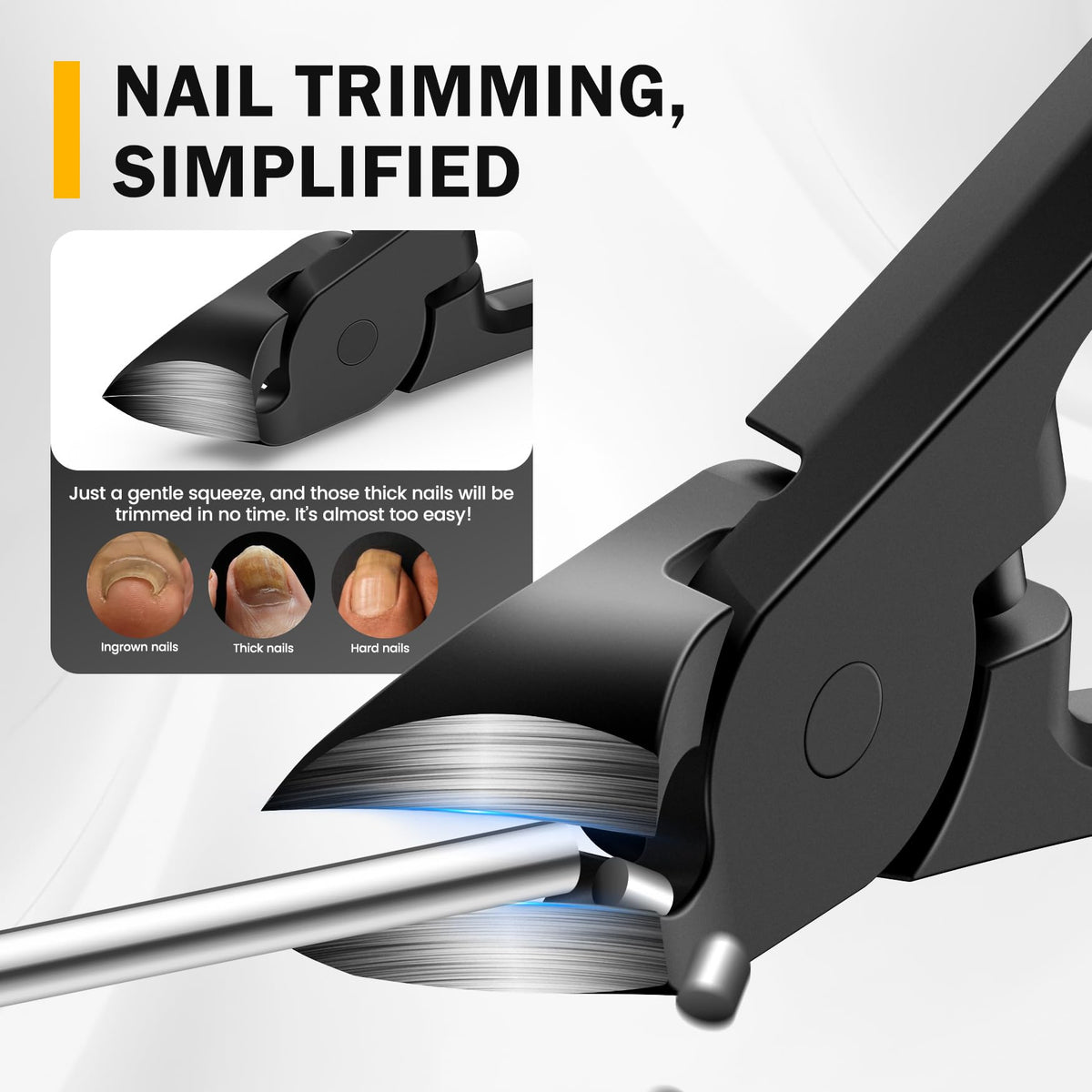 BEZOX Thick Toenail Clippers side view highlighting spring mechanism