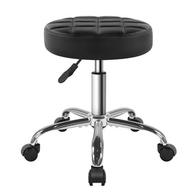 BFTOU Black Classic Swivel Stool front view with wheels