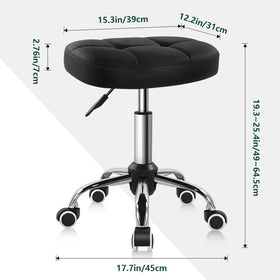 BFTOU Black Minimalist Swivel Stool with wheels in a salon setting