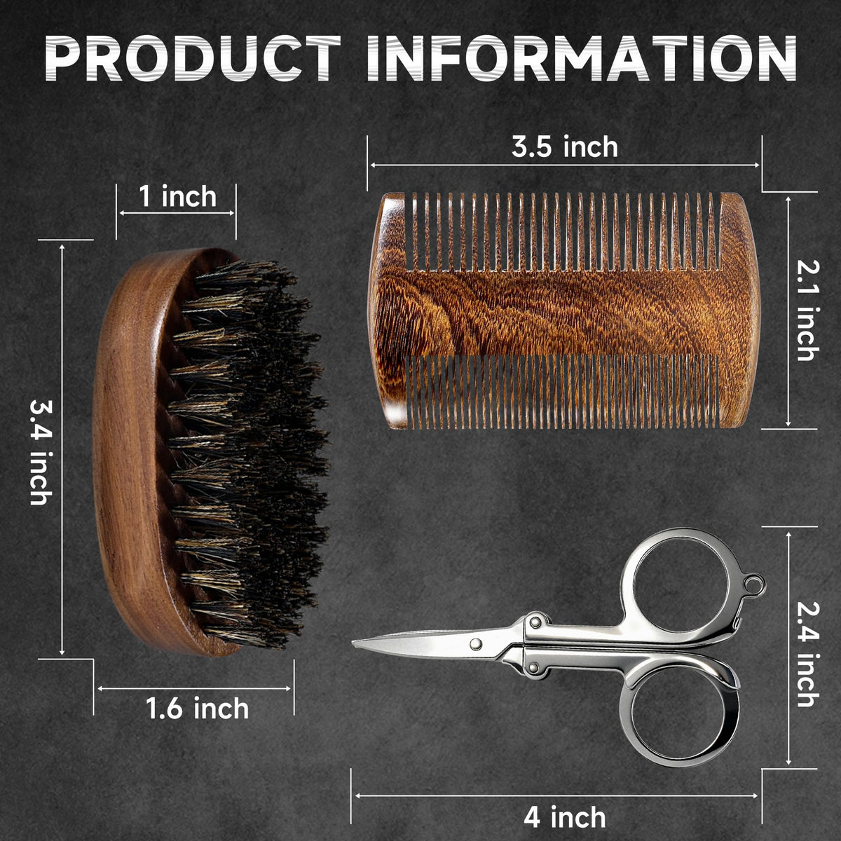 BFWood beard comb and scissors in a stylish storage bag