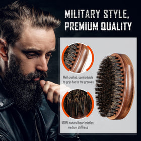 BFWood Boar Bristle Beard Brush in black box packaging