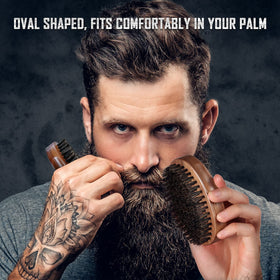 BFWood Boar Bristle Beard Brush side view showing bristles