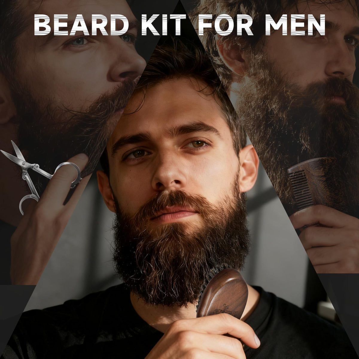 BFWood mini beard brush with natural boar bristles