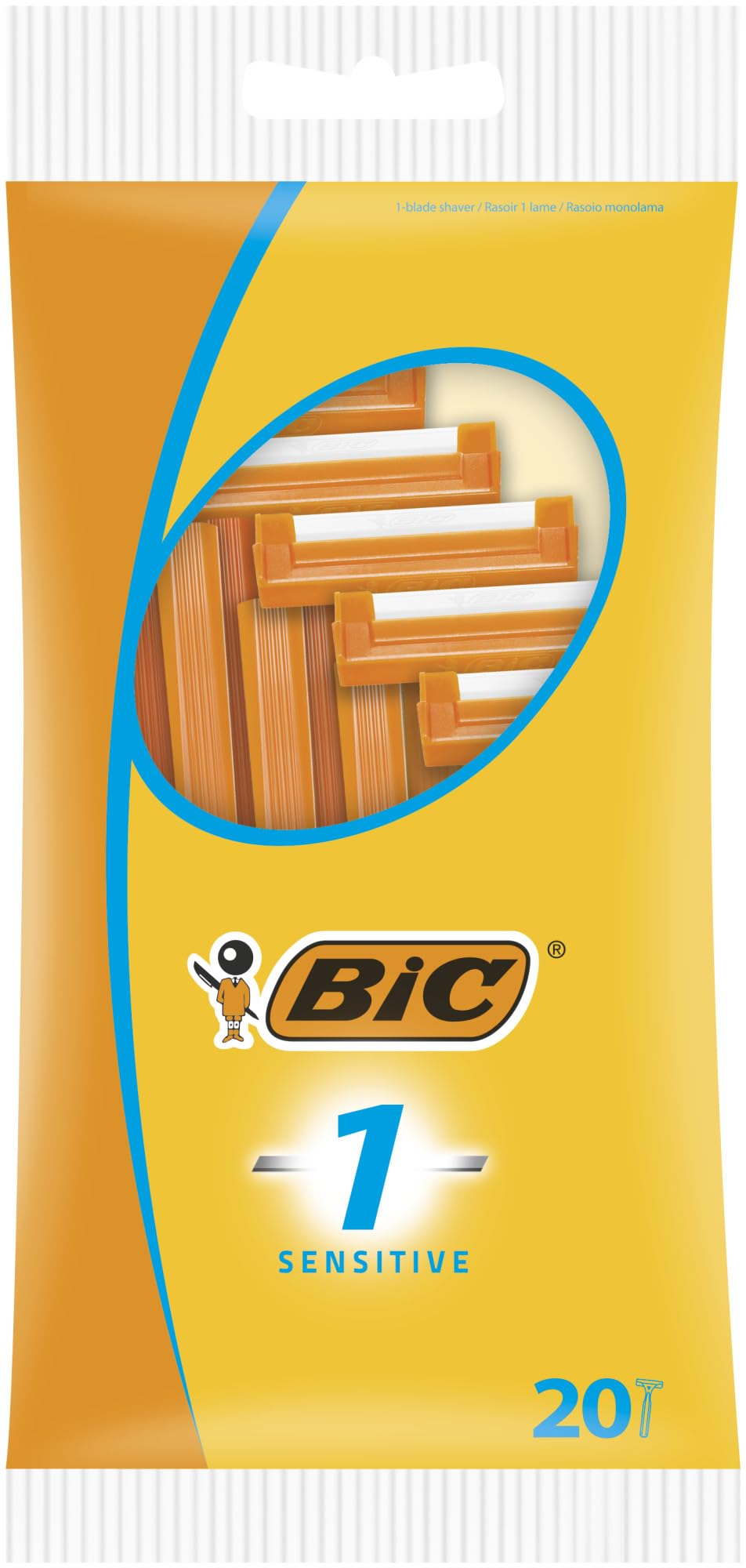 BIC 1 Sensitive Disposable Razor Pack of 20 front view