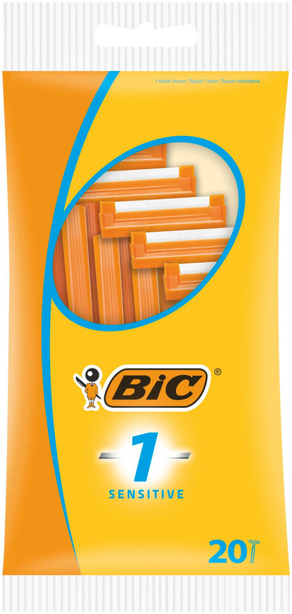 BIC 1 Sensitive Disposable Razor Pack of 20 front view