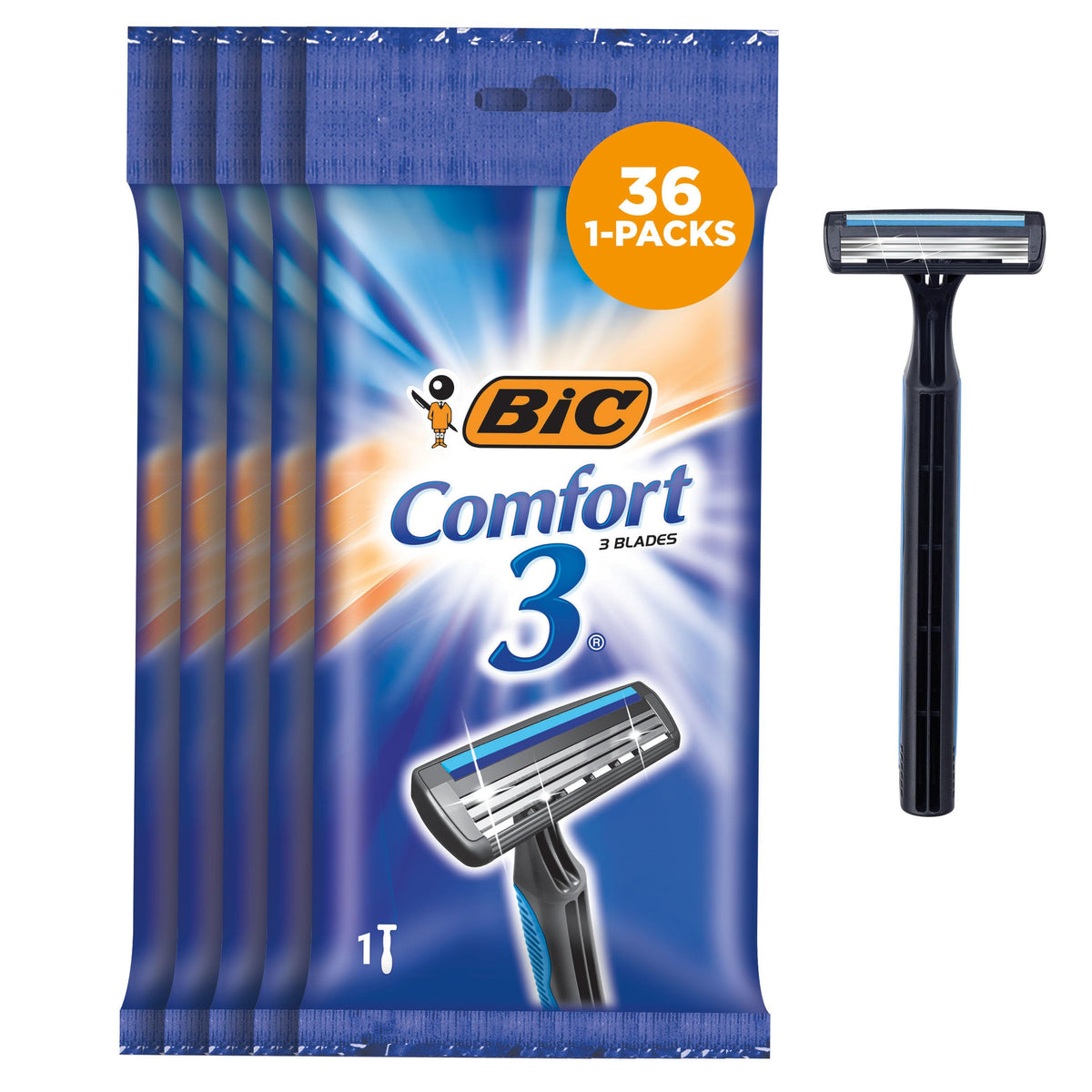 BIC Comfort 3 Disposable Razors for Men front view