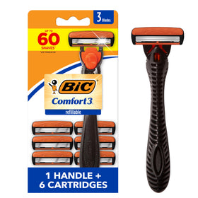 BIC Comfort 3 Refillable Razor Set with handle and cartridges