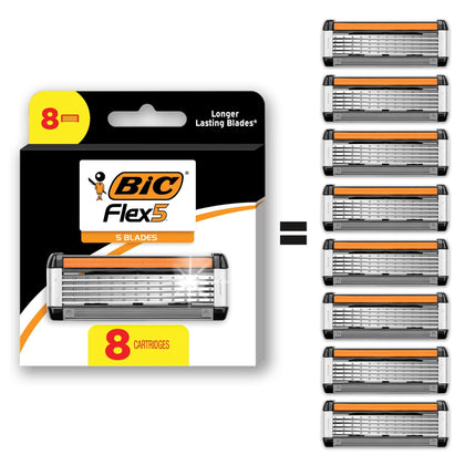 BIC Flex 5 Men's 5-Blade Razor Cartridge Refills 8-Pack front view
