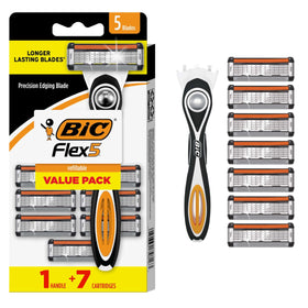 BIC Flex 5 Men's Refillable Razors pack with 7 cartridges