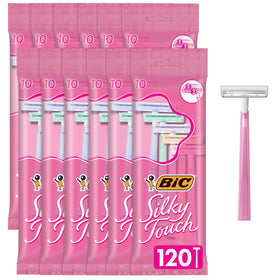 BIC Silky Touch Disposable Razors 10 count pack with pastel colours
