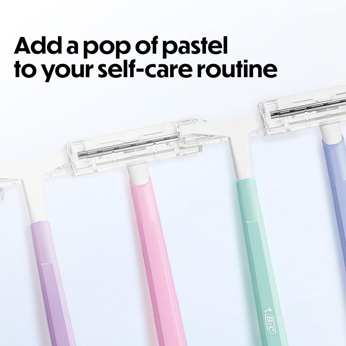 BIC Silky Touch Disposable Razors with close-up of blades