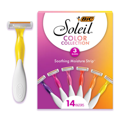 BIC Soleil 3 Colors Disposable Razors 14-Pack front view