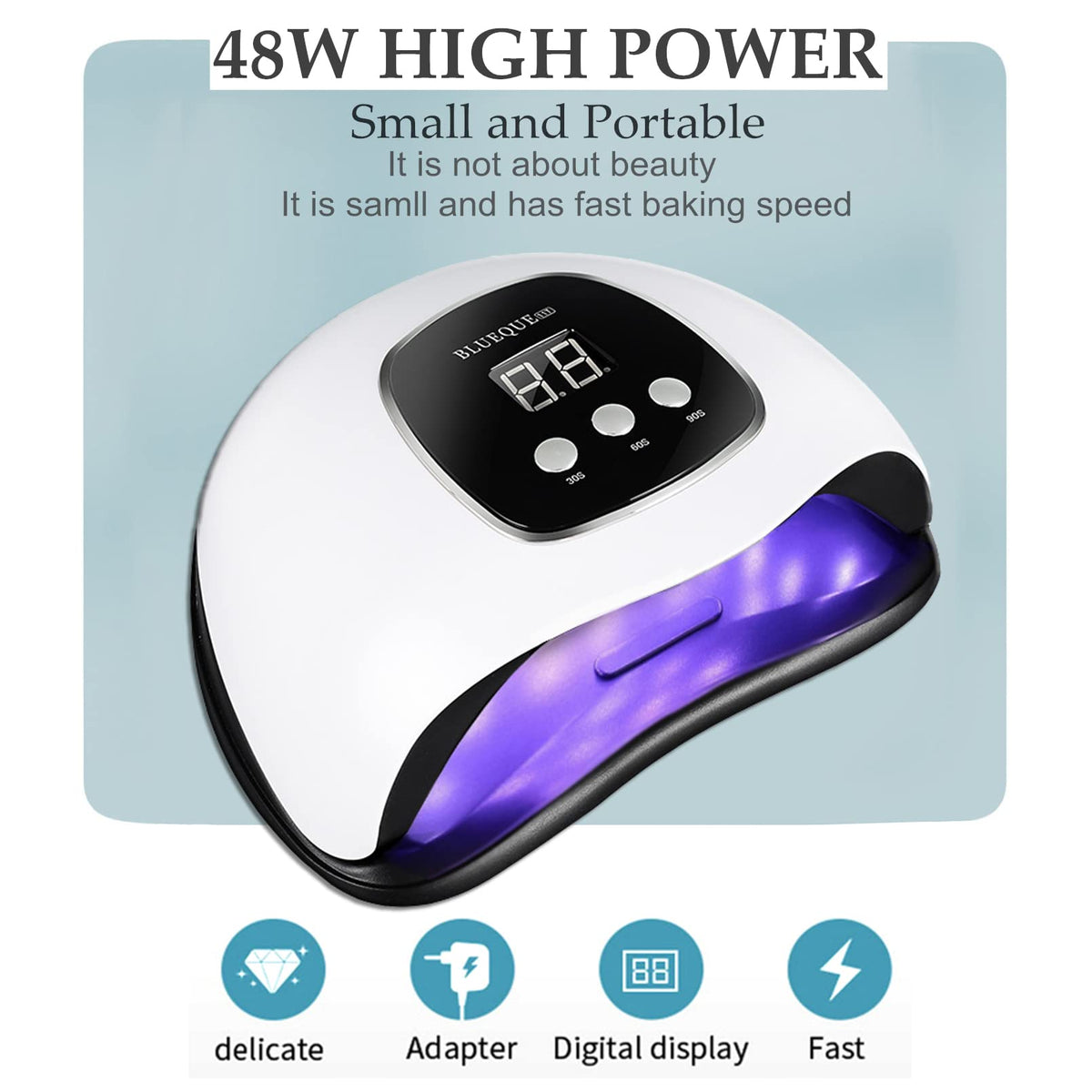 BIGBEAR UV Nail Lamp showing timer settings