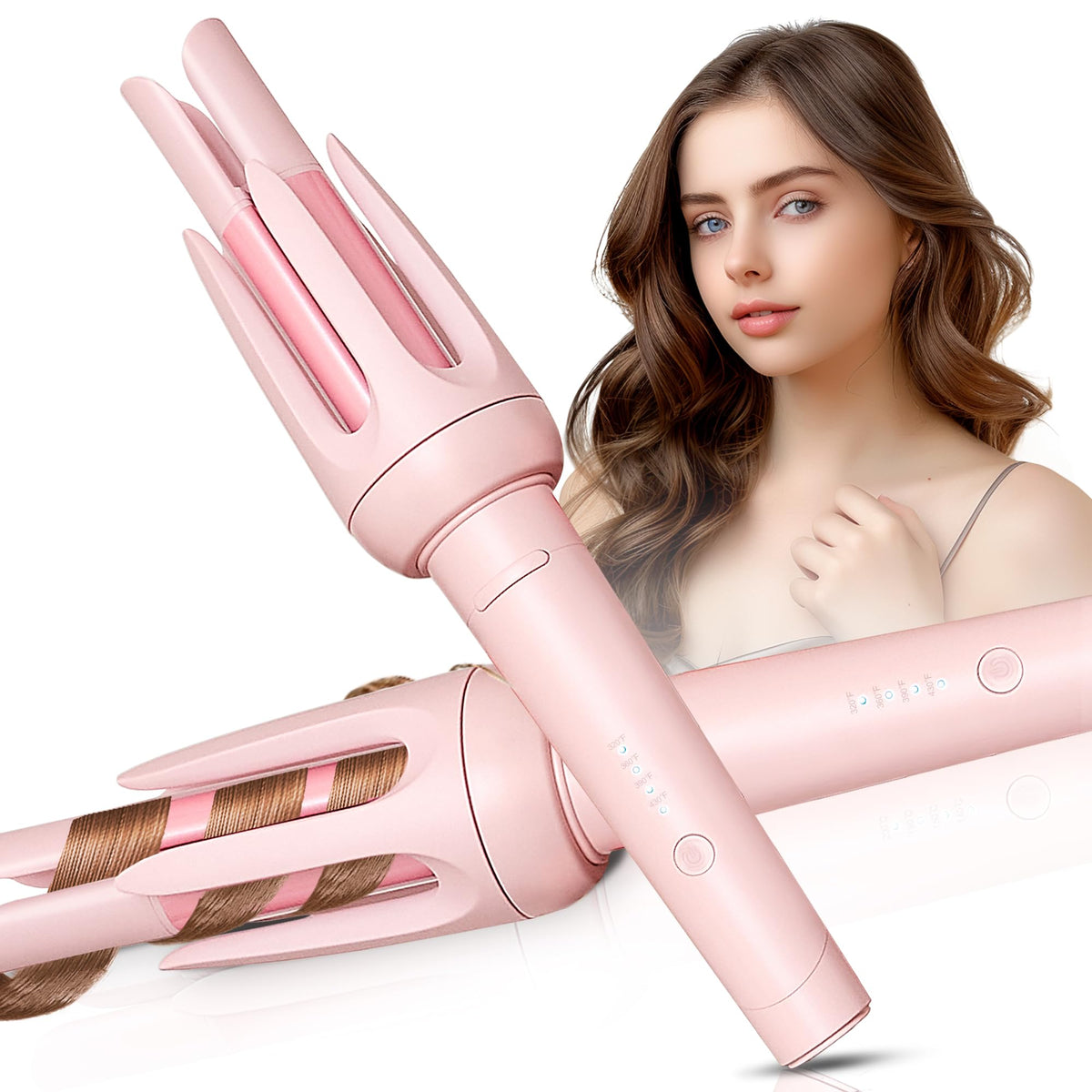 BILITOK Auto Hair Curler front view in pink