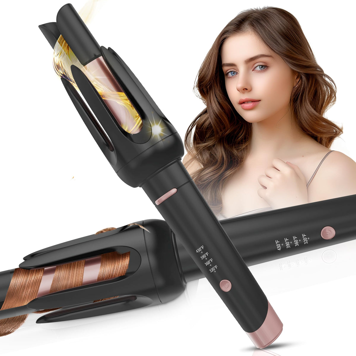 BILITOK Auto Hair Curler front view with temperature settings