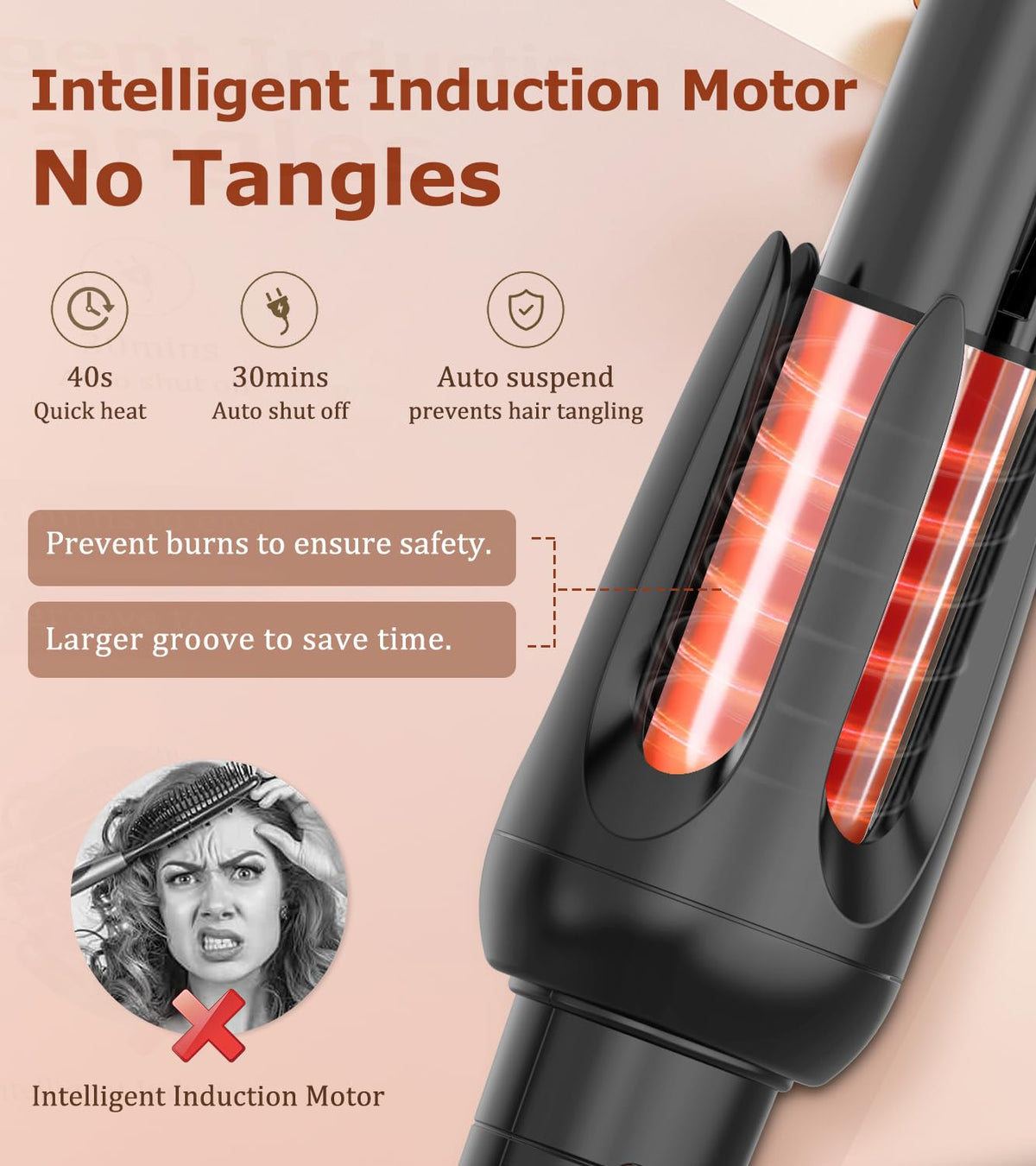 BILITOK Auto Hair Curler in use on long hair