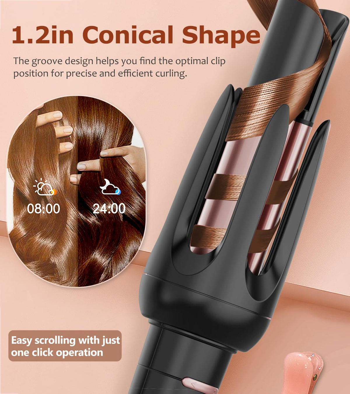 BILITOK Auto Hair Curler side view showing the curling wand