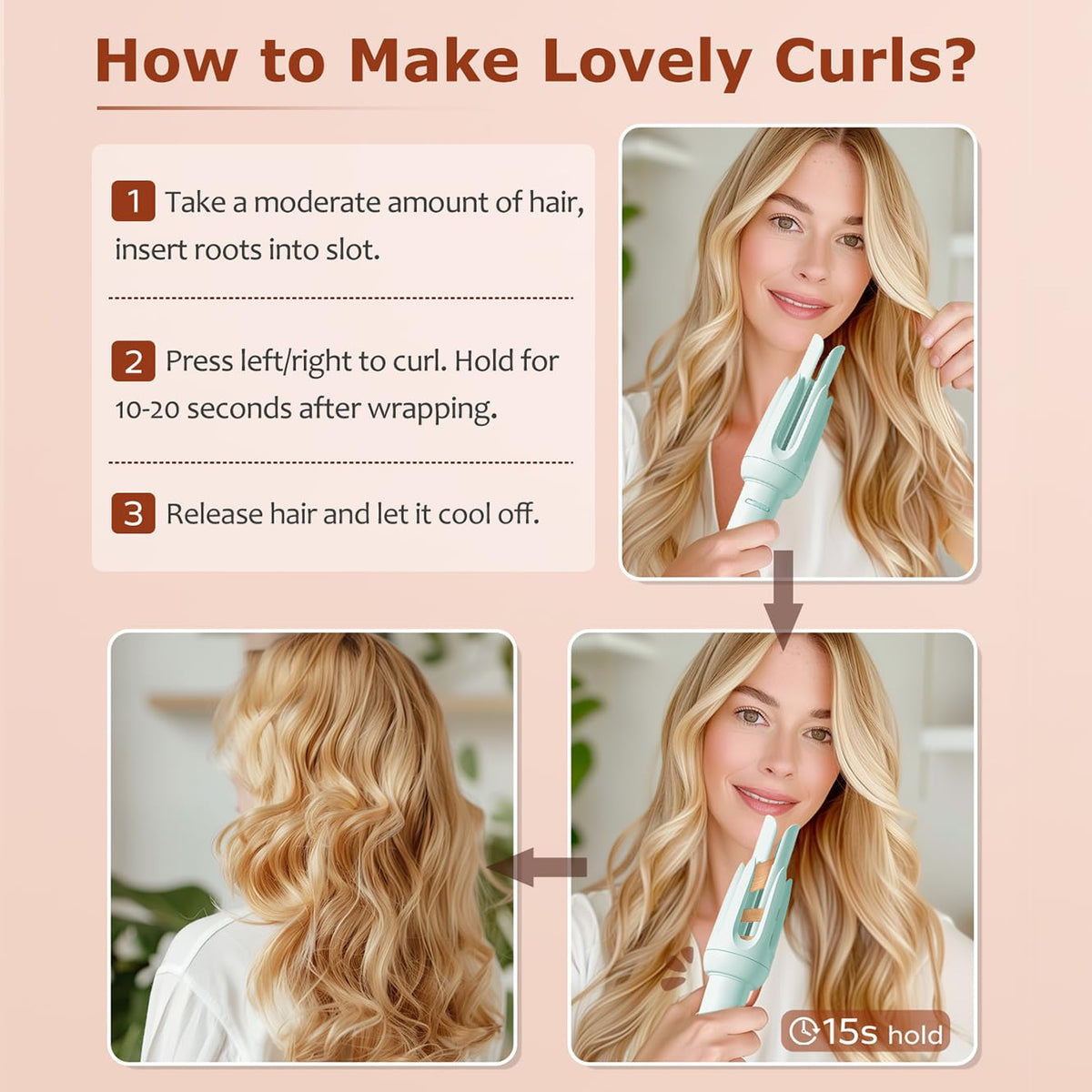 BILITOK Automatic Curling Iron in use creating curls