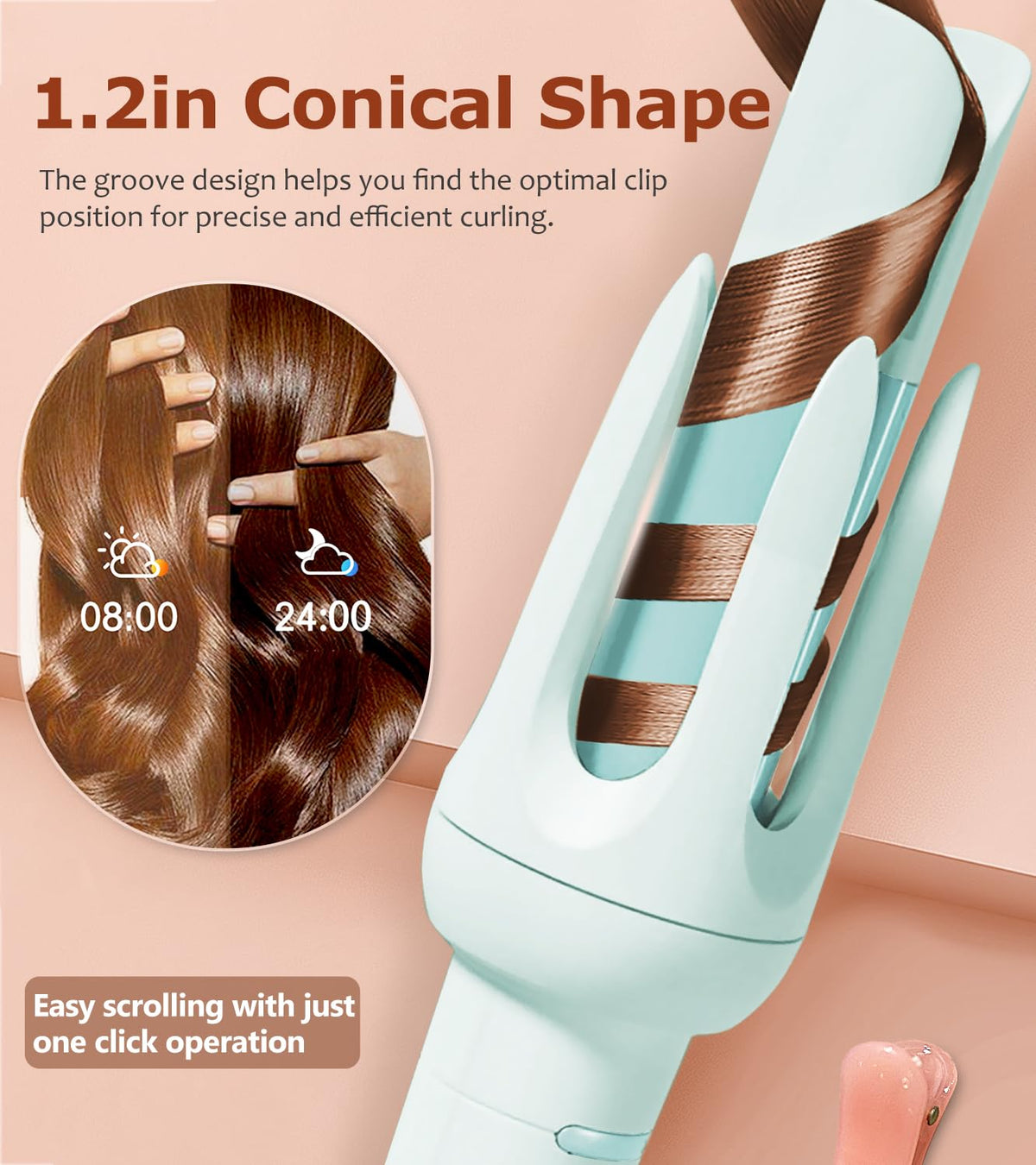 BILITOK Automatic Curling Iron showing temperature settings