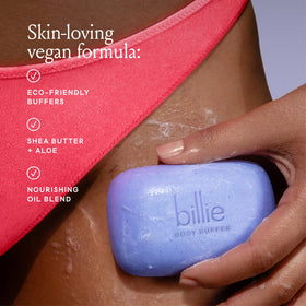 Billie Body Buffer in use on skin during exfoliation