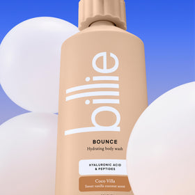 Billie Bounce Body Wash 18 Fl Oz in a bathroom setting