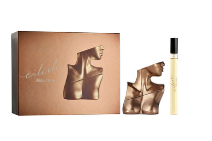 Billie Eilish Eau de Parfum gift set with gilded bottle design