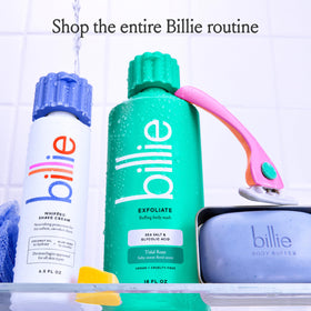 Billie Exfoliate Body Wash Tidal Rose Scent 18 Fl Oz open bottle