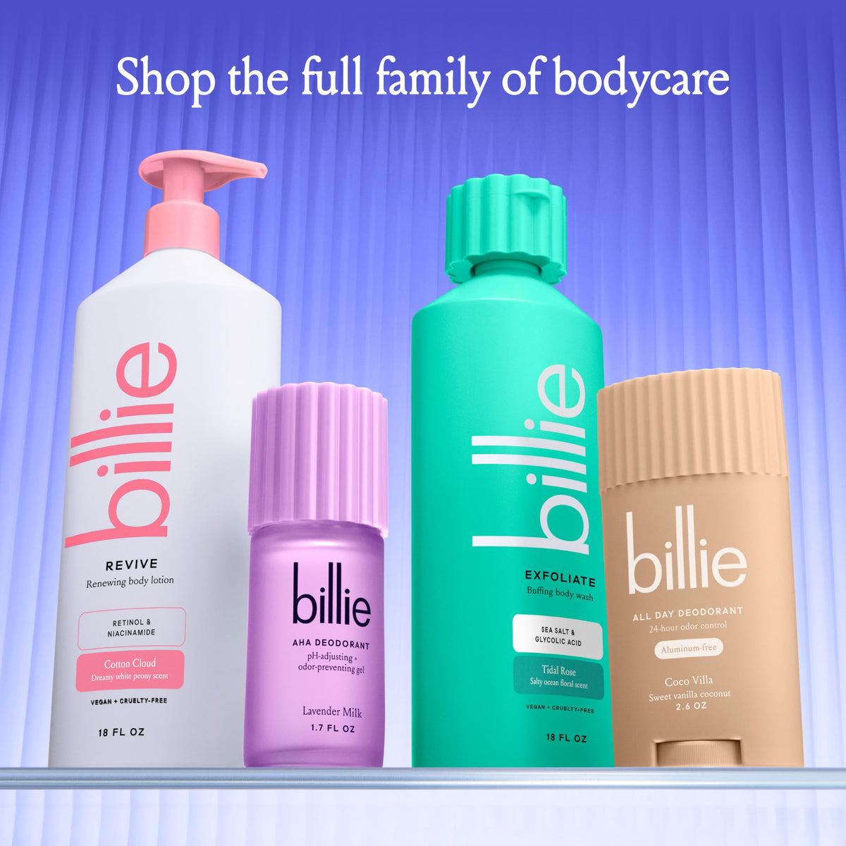 Billie Exfoliate Body Wash Tidal Rose Scent 18 Fl Oz packaging