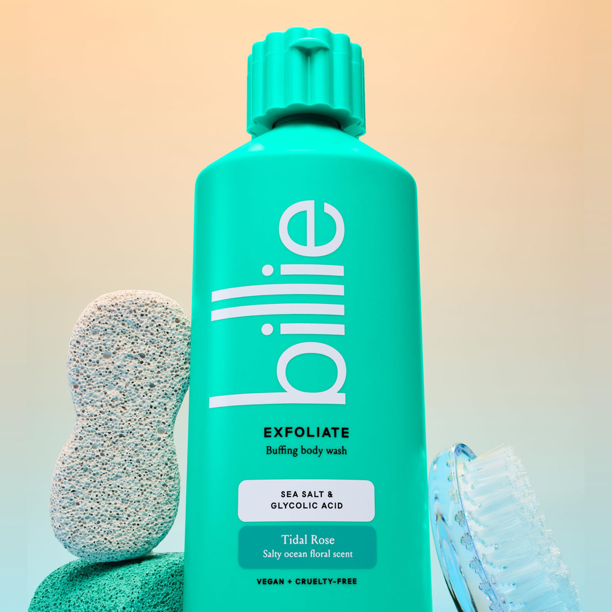 Billie Exfoliate Body Wash Tidal Rose Scent 18 Fl Oz side view